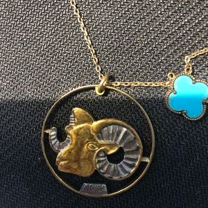 Necklace - Aires with turquoise color stone on adjustable size chain